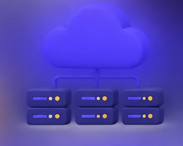Ilustración de una nube conectada a servidores