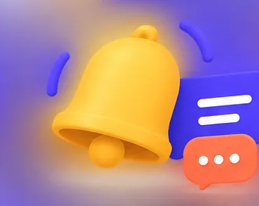 Ilustración de una notificación y burbujas de chat