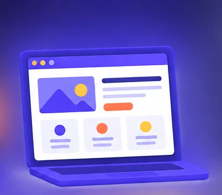 Ilustración de un sitio web con mockup de contenido